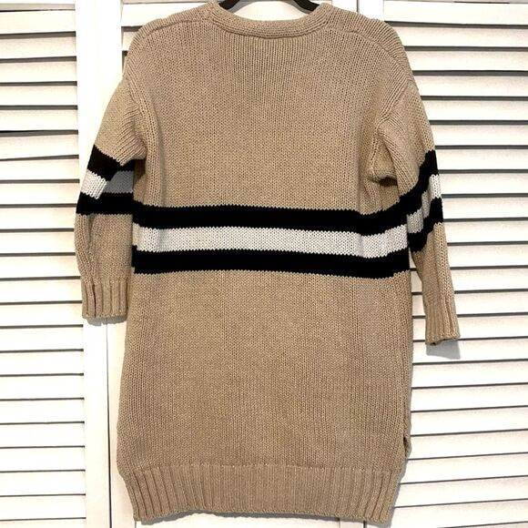 Goodnight Macaroon Neutral Preppy Beige and Black Academia Longline Cardigan - Picture 2 of 5